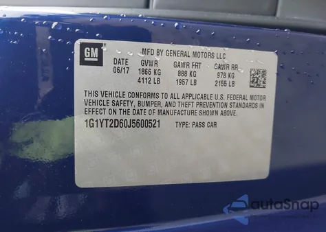 2018 Chevrolet Corvette Z06 from USA, damaged, VIN 1G1YT2D60J5600521